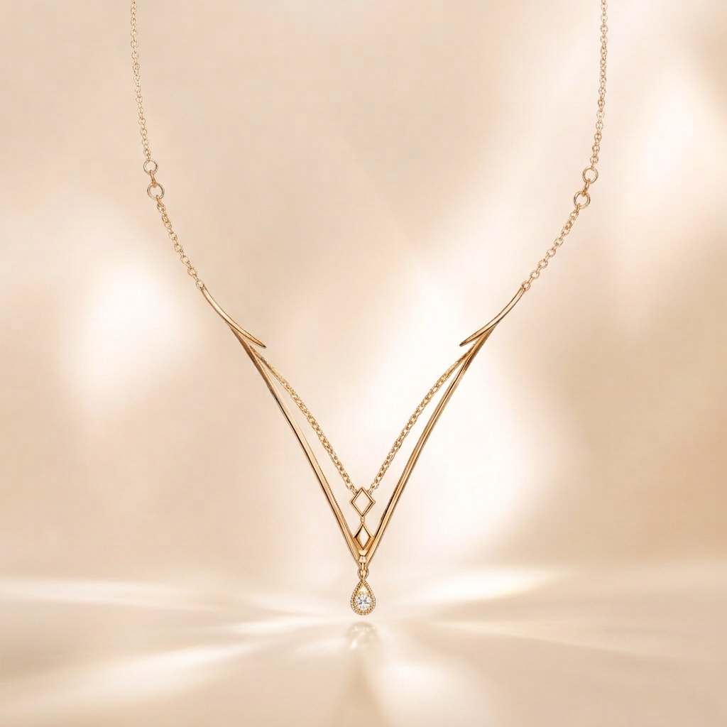 Collier VIELIS en or fin avec pendentif diamant poire